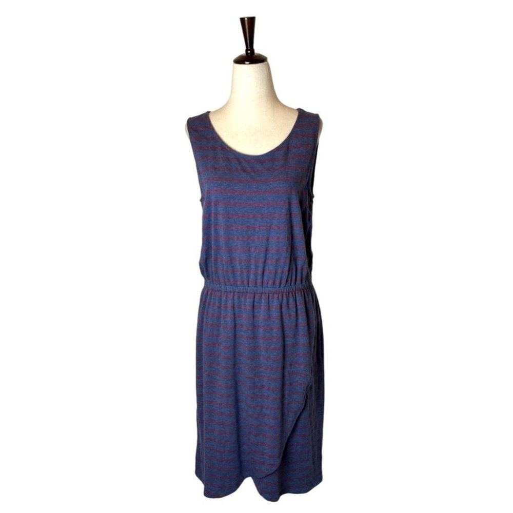 Talbots Blue And Purple Stripe Sleeveless‎ Faux Wrap Skirt Dress Size S